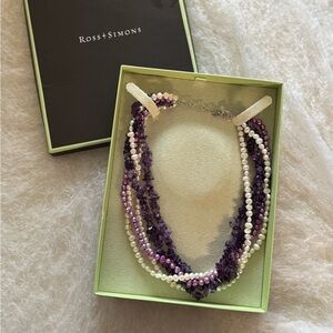 Ross-Simons Purple and White Multistrand Necklace